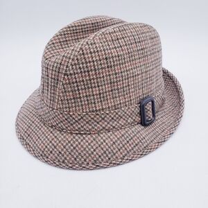 Vintage Pendleton Hat Trilby Fedora Houndstooth Mens Wool Buckle USA Size 7 3/8
